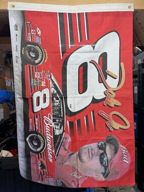 DALE EARNHARDT JR. NASCAR # 8 BUDWEISER FLAG 28X42 ACTION